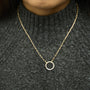 1/10 Ct. T.W. Diamond Paperclip Chain Circle Pendant Necklace in Gold Vermeil, photo 3