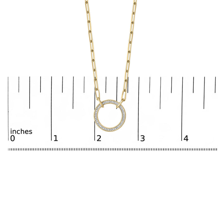 1/10 Ct. T.W. Diamond Paperclip Chain Circle Pendant Necklace in Gold Vermeil, photo 5