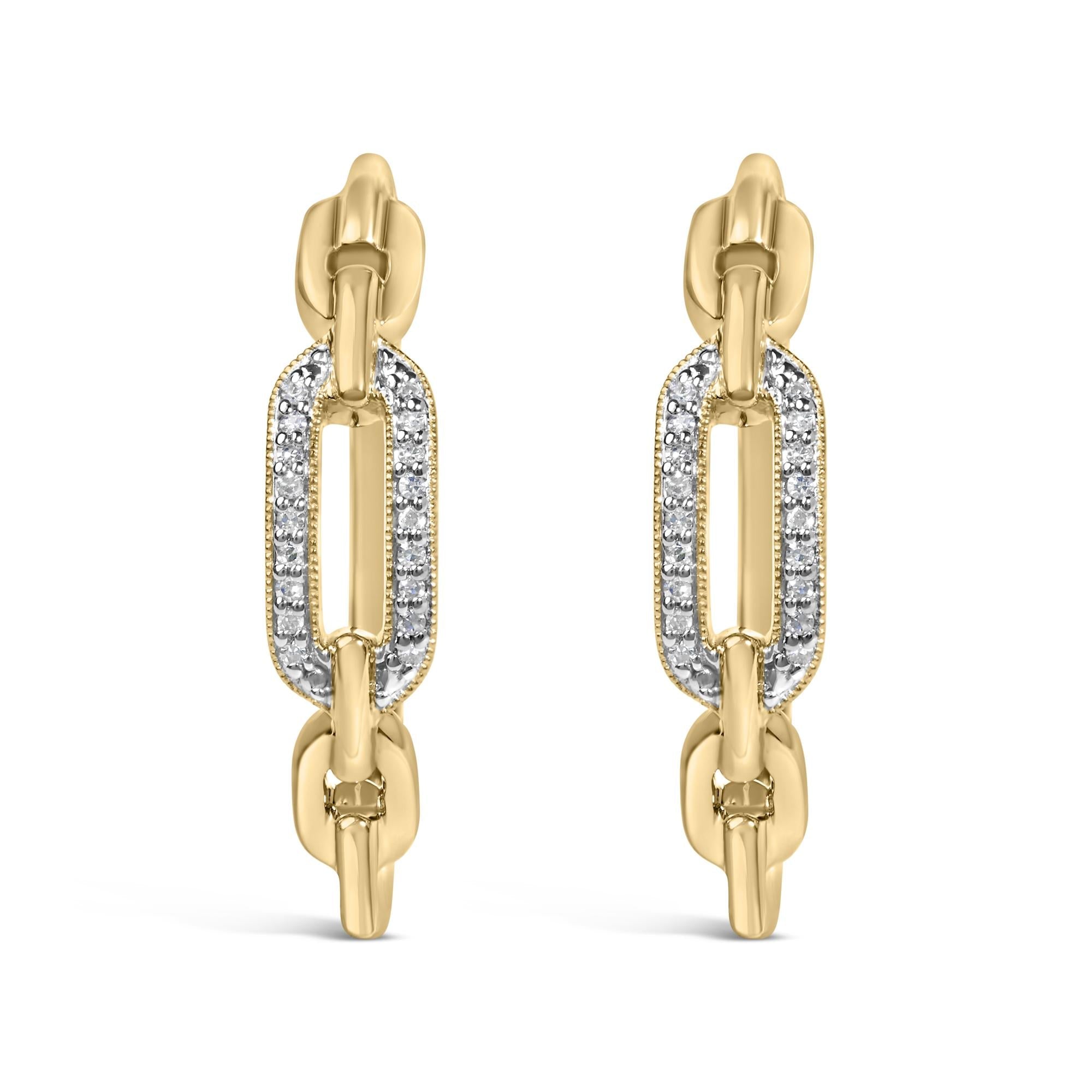 Aretes de aro de clip con diamantes de 1/10 ct. p.t. en vermeil de oro, foto 1