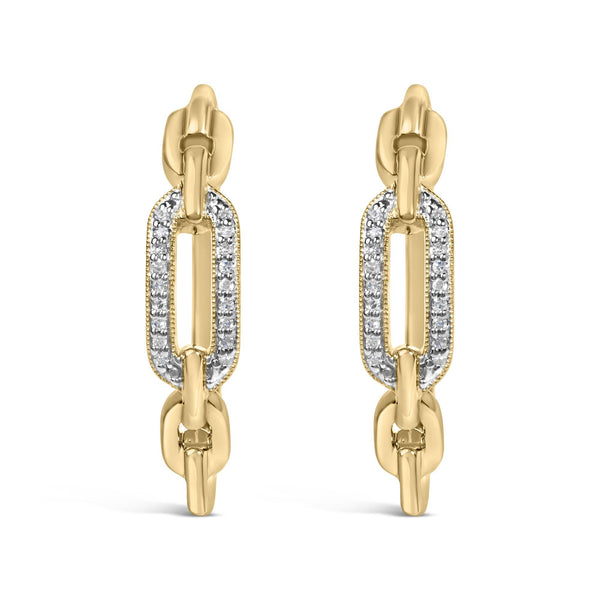 1/10 Ct. T.W. Diamond Paperclip Hoop Earrings in Gold Vermeil, photo 1
