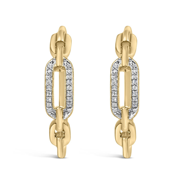 Aretes de aro de clip con diamantes de 1/10 ct. p.t. en vermeil de oro, foto 1