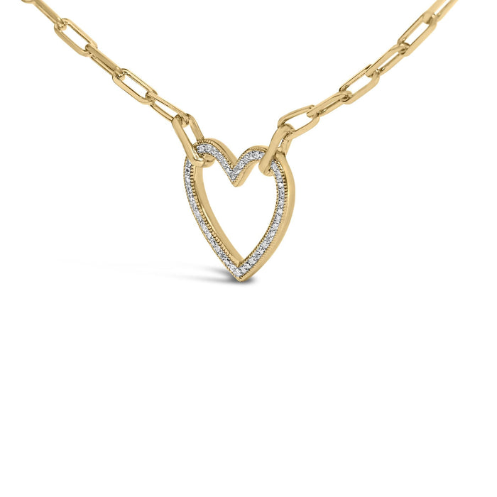 Collar con colgante de corazón y cadena paperclip con diamantes de 1/10 ct. p.t. en vermeil de oro, foto 4