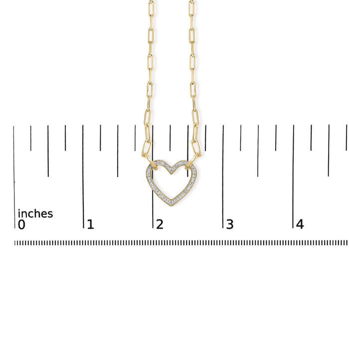 Collar con colgante de corazón y cadena paperclip con diamantes de 1/10 ct. p.t. en vermeil de oro, foto 5