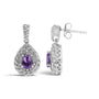 Aretes colgantes de gota con amatista talla pera y detalle de diamante en plata de ley, foto 4
