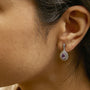 Aretes colgantes de gota con amatista talla pera y detalle de diamante en plata de ley, foto 3