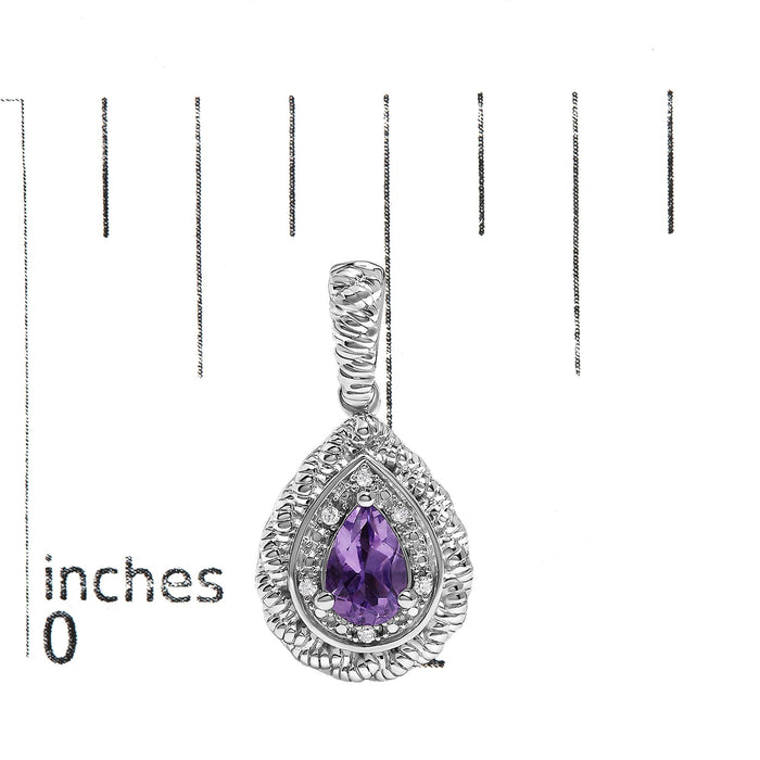 Aretes colgantes de gota con amatista talla pera y detalle de diamante en plata de ley, foto 5