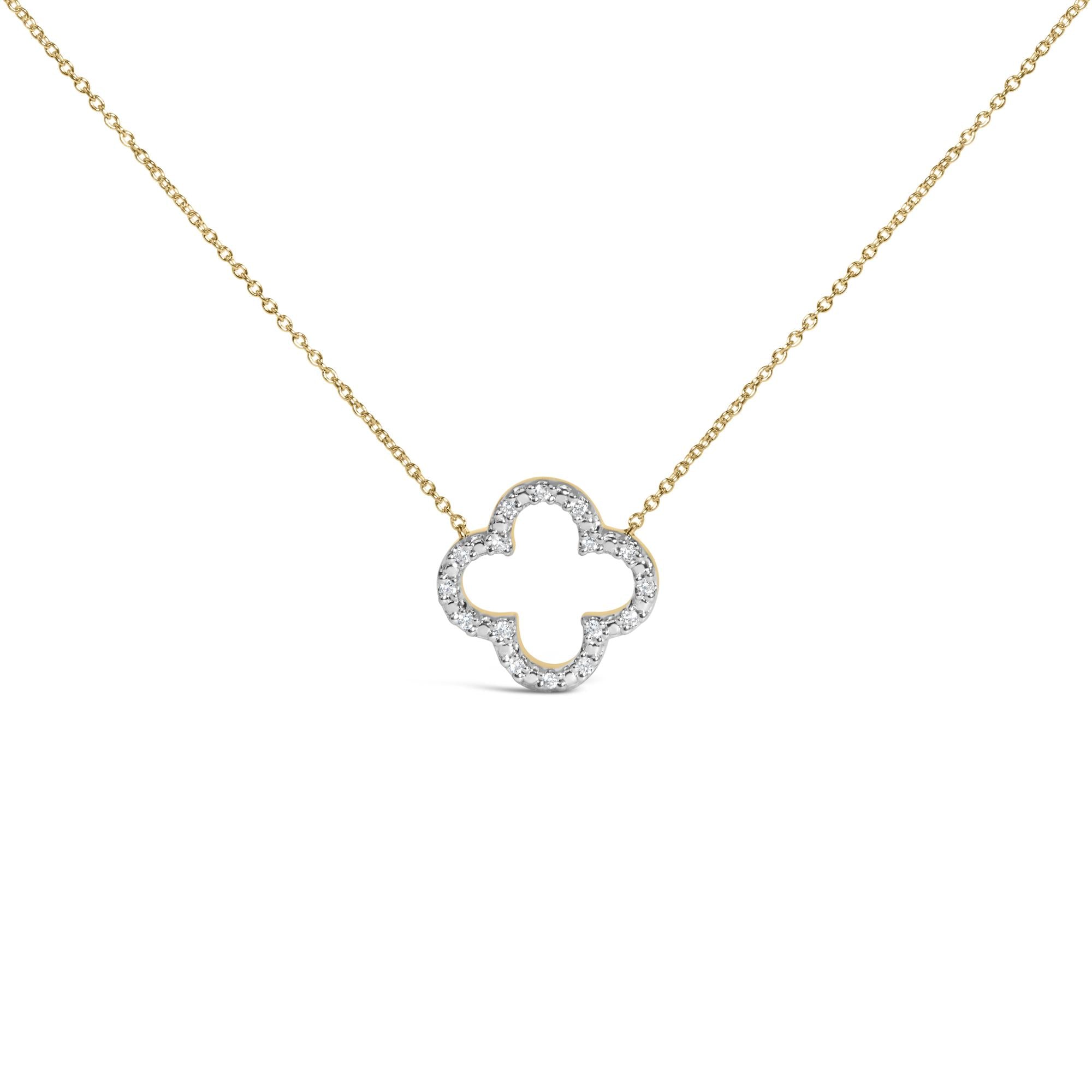 Collar con colgante de trébol con diamantes de 1/10 ct. p.t. en vermeil de oro, foto 1
