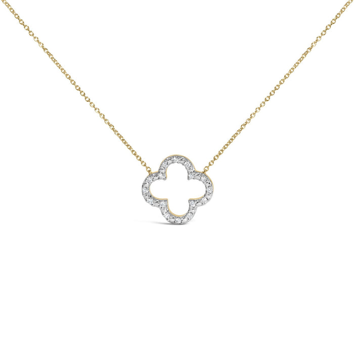 Collar con colgante de trébol con diamantes de 1/10 ct. p.t. en vermeil de oro, foto 1