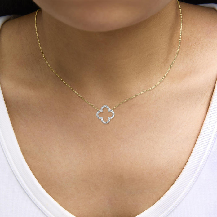 Collar con colgante de trébol con diamantes de 1/10 ct. p.t. en vermeil de oro, foto 3