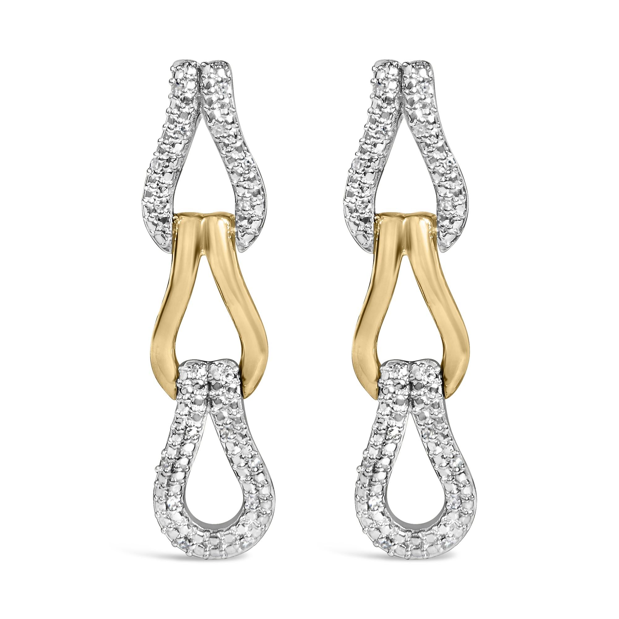 1/10 Ct. T.W. Diamond Bold Knot Link Earrings in Gold Vermeil, photo 1
