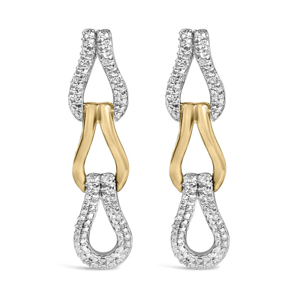 1/10 Ct. T.W. Diamond Bold Knot Link Earrings in Gold Vermeil, photo 1