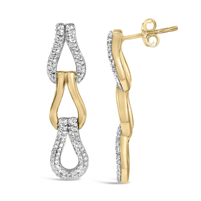 1/10 Ct. T.W. Diamond Bold Knot Link Earrings in Gold Vermeil, photo 4