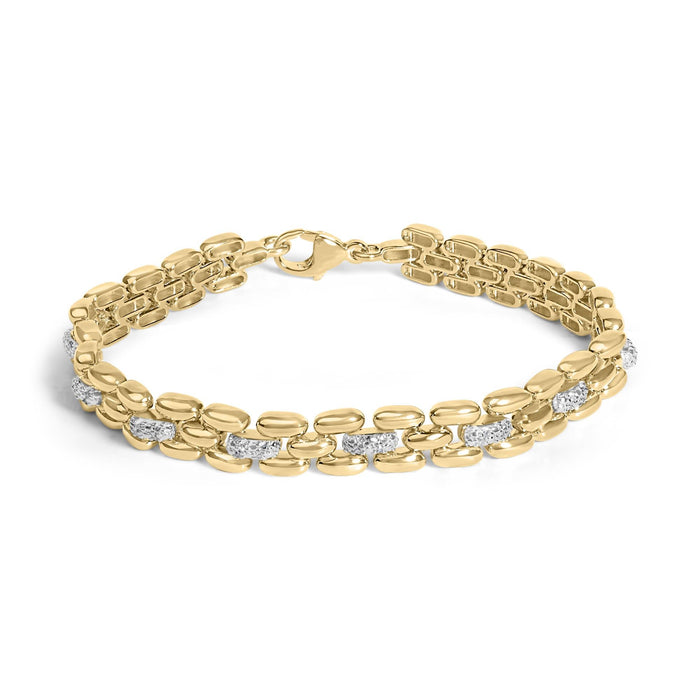 Pulsera de eslabones de pantera con diamantes de 1/7 ct. p.t. en vermeil de oro, foto 1
