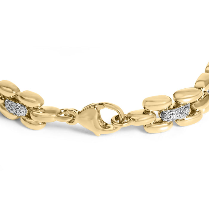 Pulsera de eslabones de pantera con diamantes de 1/7 ct. p.t. en vermeil de oro, foto 2