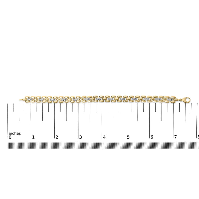 Pulsera de eslabones de pantera con diamantes de 1/7 ct. p.t. en vermeil de oro, foto 5