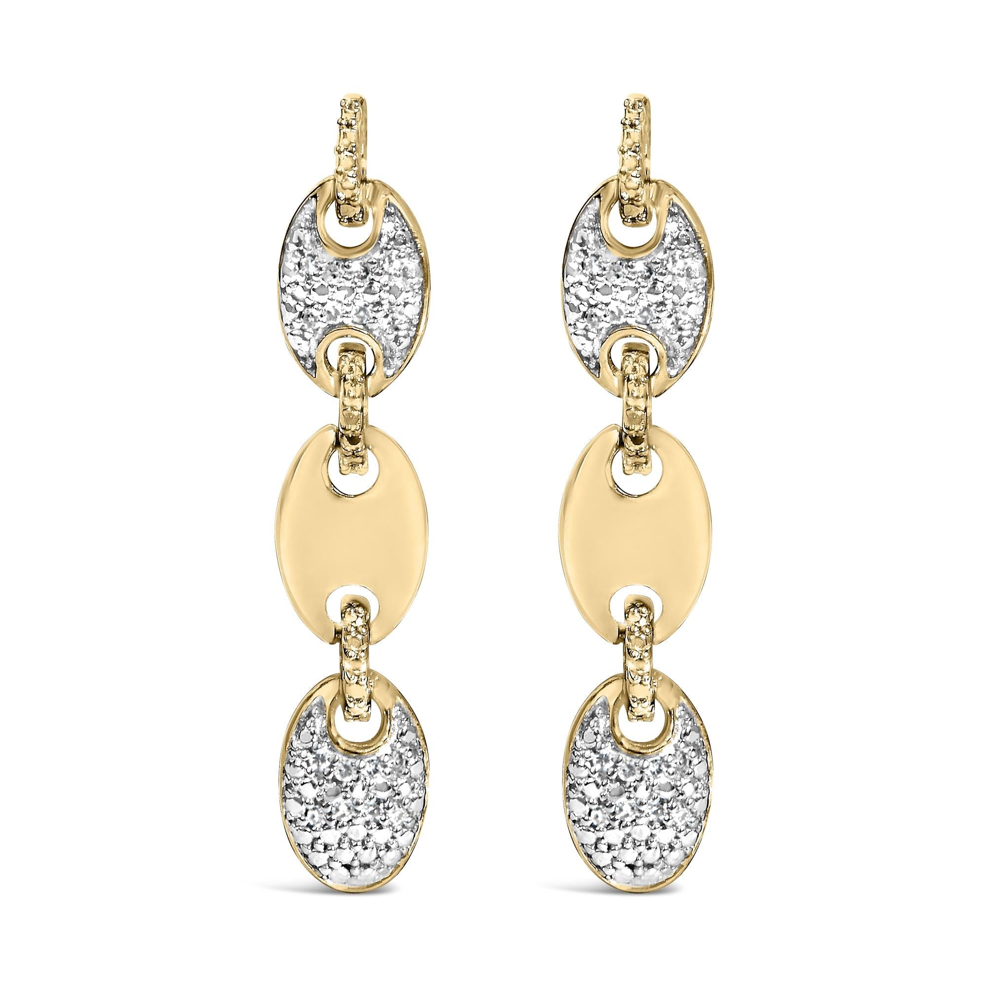 1/10 Ct. T.W. Diamond Bold Disc Link Earrings in Gold Vermeil, photo 1