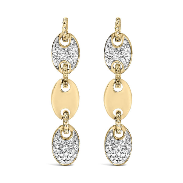 1/10 Ct. T.W. Diamond Bold Disc Link Earrings in Gold Vermeil, photo 1