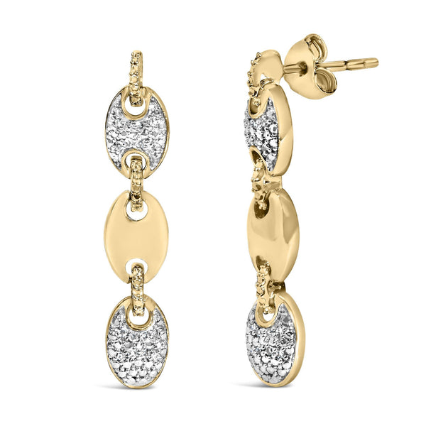 1/10 Ct. T.W. Diamond Bold Disc Link Earrings in Gold Vermeil, photo 2