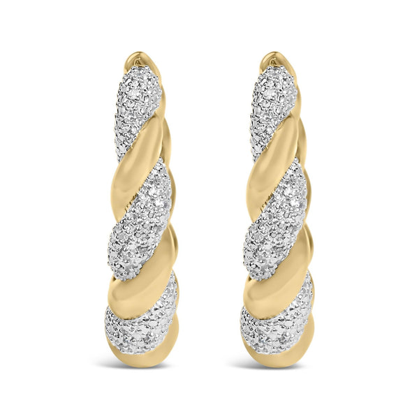 1/10 Ct. T.W. Diamond Bold Rope Hoop Earrings in Gold Vermeil, photo 1