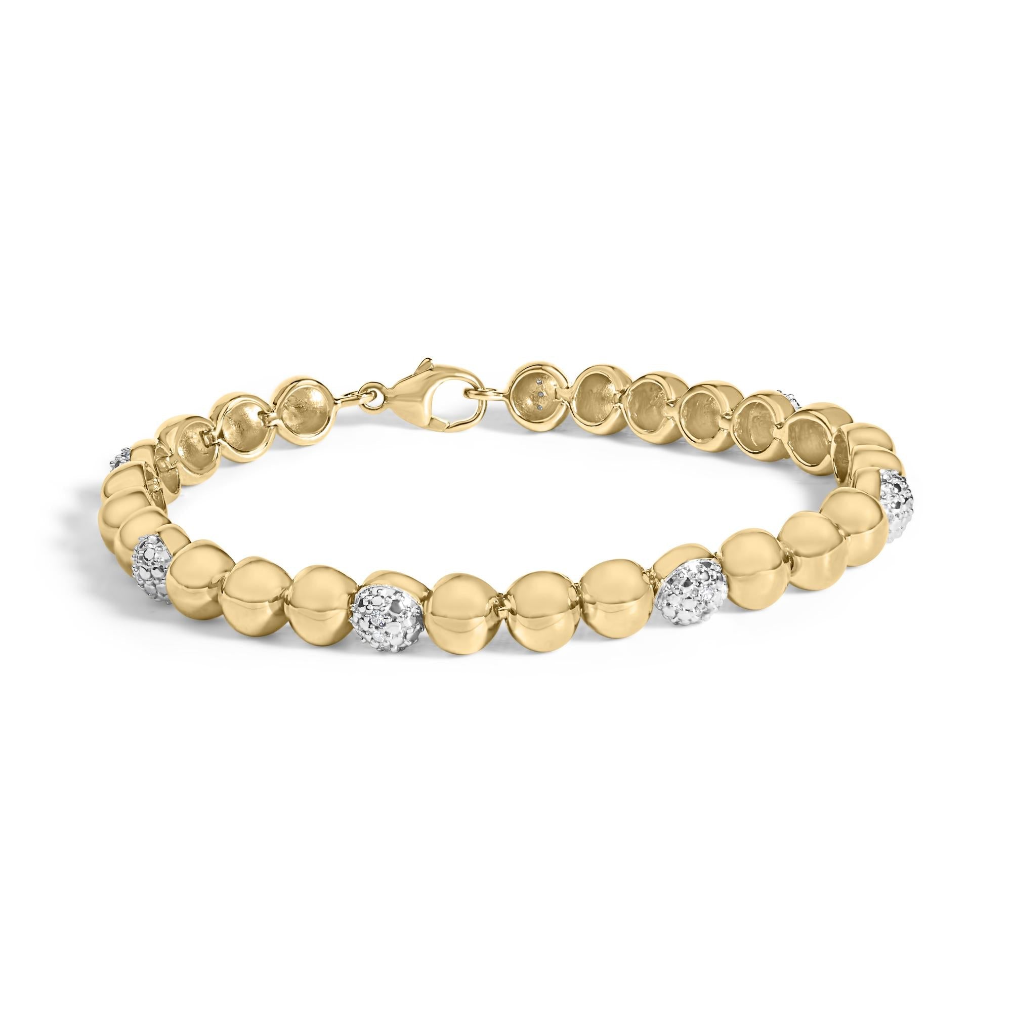 1/5 Ct. T.W. Diamond Bold Dome Bead Link Bracelet in Gold Vermeil, photo 1
