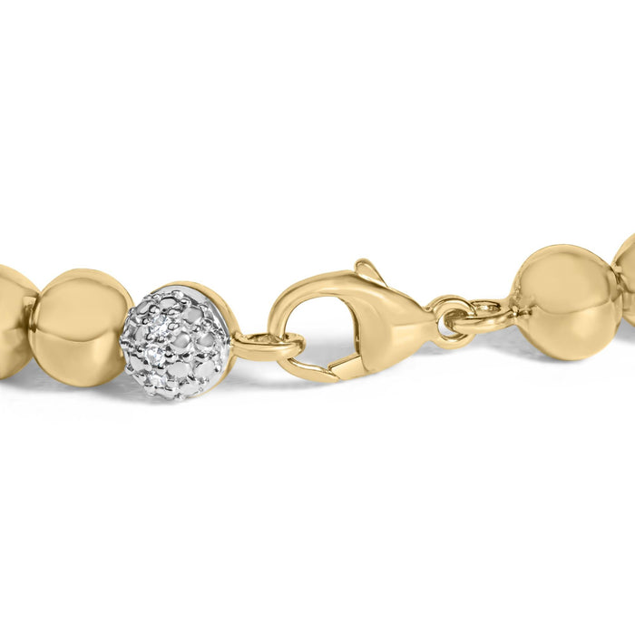 1/5 Ct. T.W. Diamond Bold Dome Bead Link Bracelet in Gold Vermeil, photo 2