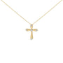 Collar con colgante de cruz de brazos ahusados y biselados con detalle de diamante en vermeil de oro, foto 1