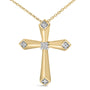 Collar con colgante de cruz de brazos ahusados y biselados con detalle de diamante en vermeil de oro, foto 2