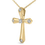 Collar con colgante de cruz de brazos ahusados y biselados con detalle de diamante en vermeil de oro, foto 4