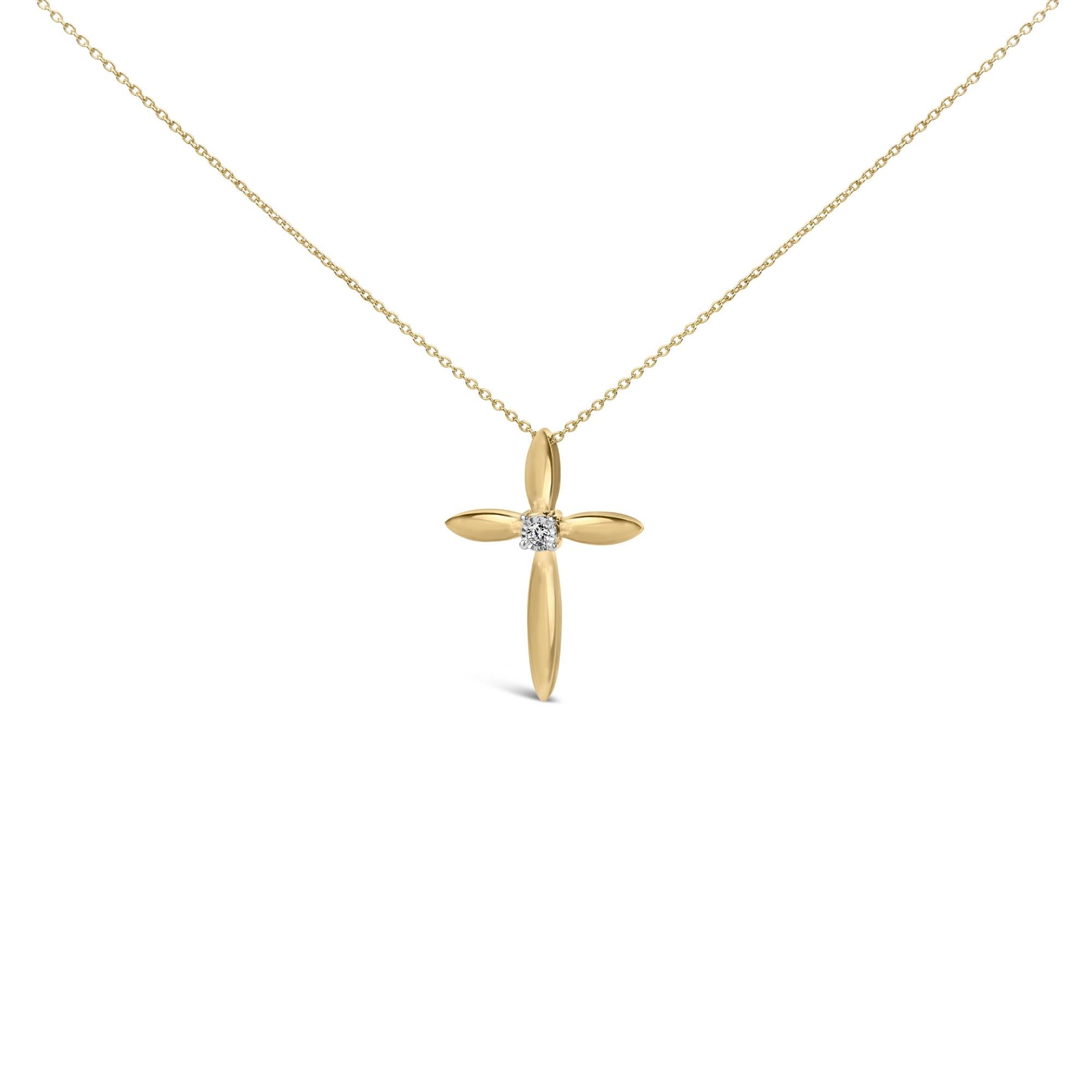 Diamond Accent Tapered Cross Pendant Necklace in Gold Vermeil, photo 1