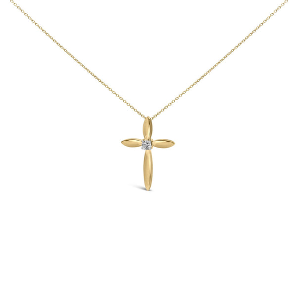 Diamond Accent Tapered Cross Pendant Necklace in Gold Vermeil, photo 1