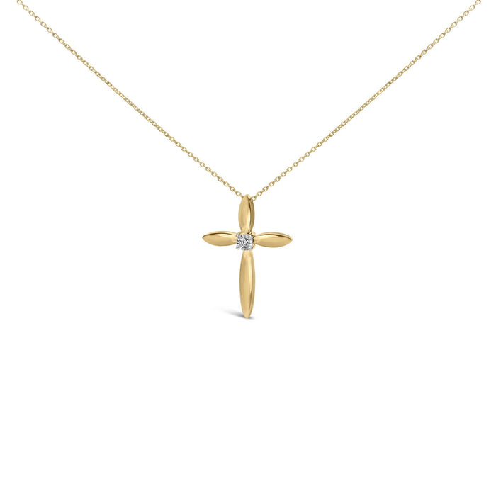 Diamond Accent Tapered Cross Pendant Necklace in Gold Vermeil, photo 1