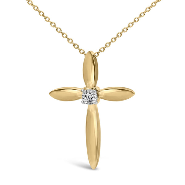 Diamond Accent Tapered Cross Pendant Necklace in Gold Vermeil, photo 2