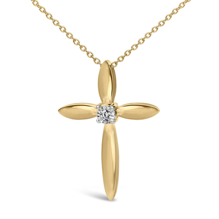 Diamond Accent Tapered Cross Pendant Necklace in Gold Vermeil, photo 2