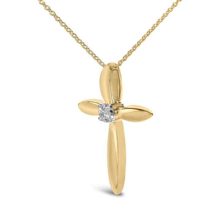 Diamond Accent Tapered Cross Pendant Necklace in Gold Vermeil, photo 4