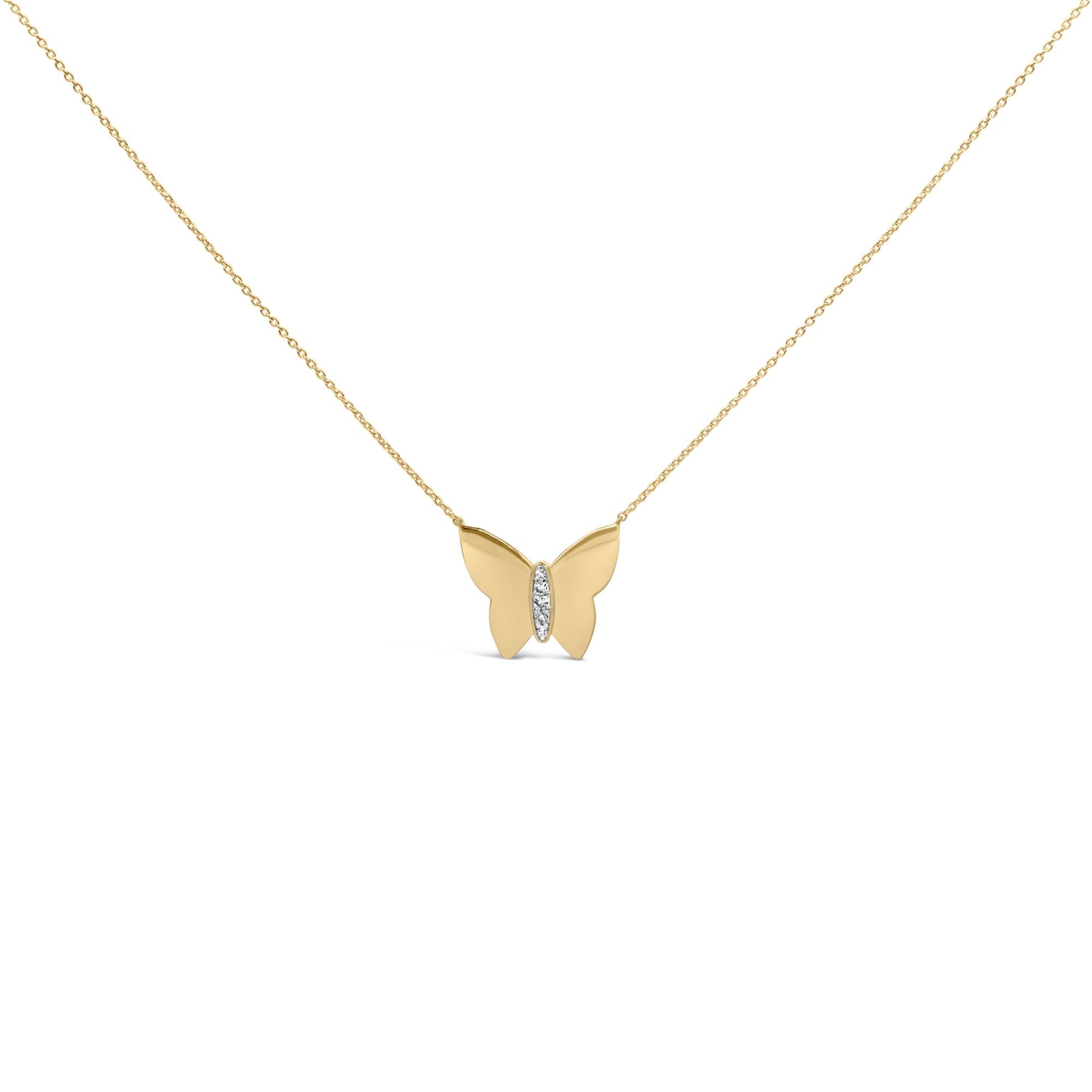 Collar con colgante de mariposa con detalle de diamante en vermeil de oro, foto 1