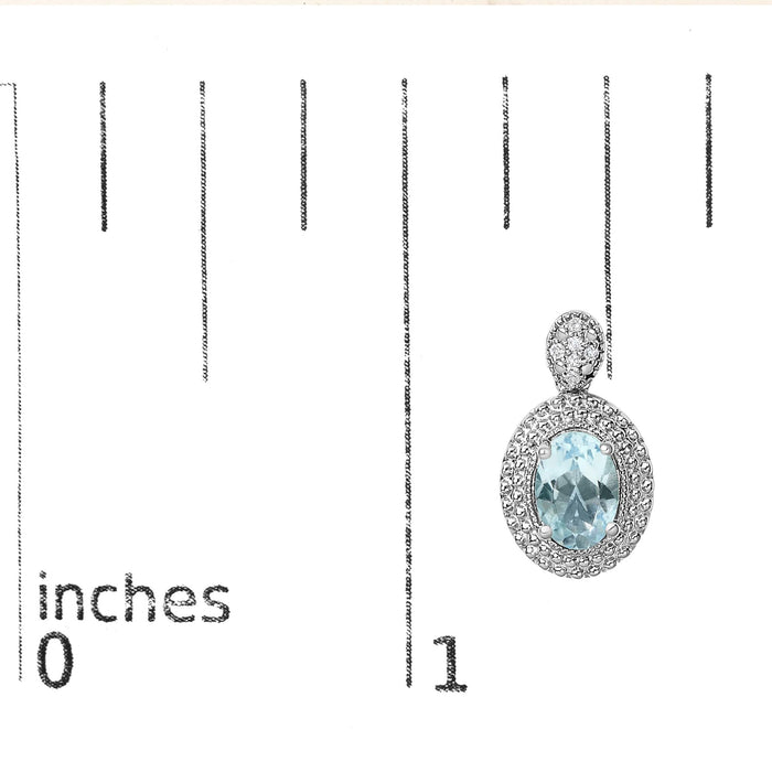 Aretes de botón colgantes con detalle de diamante, topacio azul ovalado y halo de cuentas en plata de ley, foto 5