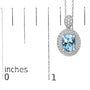 Collar con colgante de topacio azul ovalado y detalle de diamante con halo de cuentas en plata de ley, foto 5