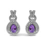 Aretes de botón de gota con amatista talla pera y detalle de diamante en plata de ley, foto 1