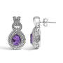 Aretes de botón de gota con amatista talla pera y detalle de diamante en plata de ley, foto 4