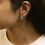 Aretes de botón de gota con amatista talla pera y detalle de diamante en plata de ley, foto 3