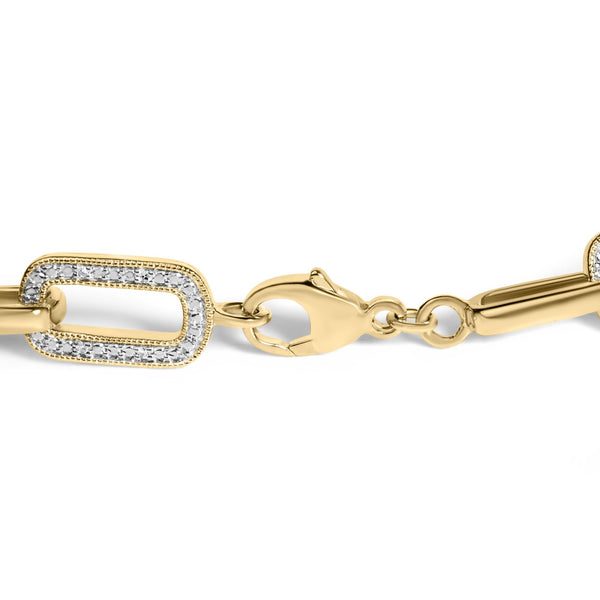 1/10 Ct. T.W. Diamond Bold Paperclip Link Bracelet in Gold Vermeil, photo 2