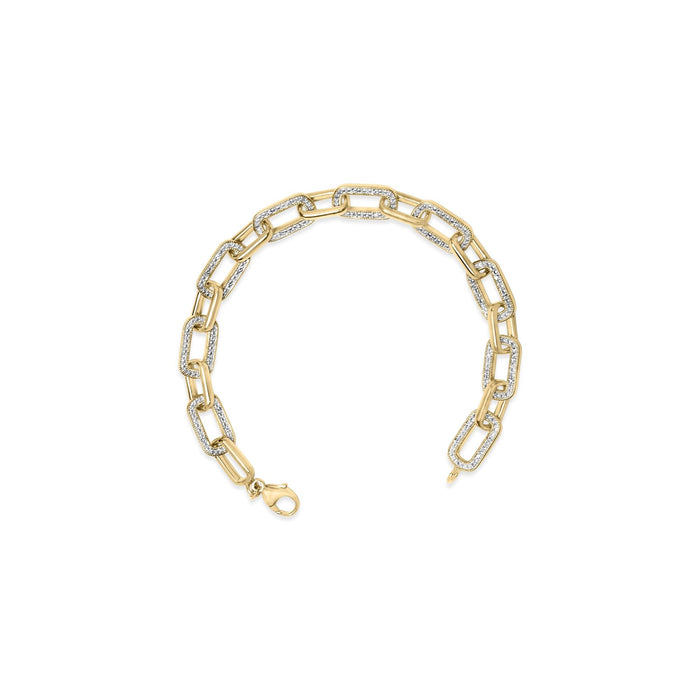 Pulsera de eslabones paperclip gruesos con diamantes de 1/10 ct. p.t. en vermeil de oro, foto 4