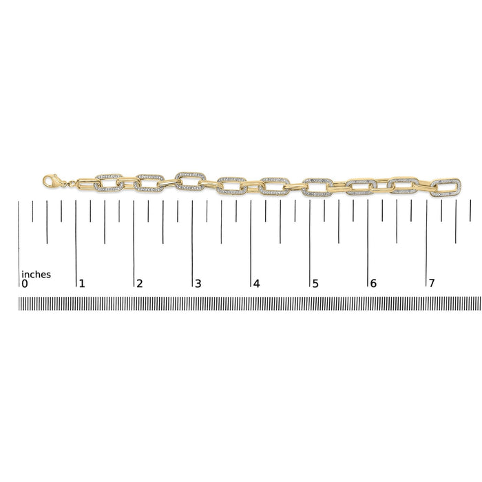 Pulsera de eslabones paperclip gruesos con diamantes de 1/10 ct. p.t. en vermeil de oro, foto 5