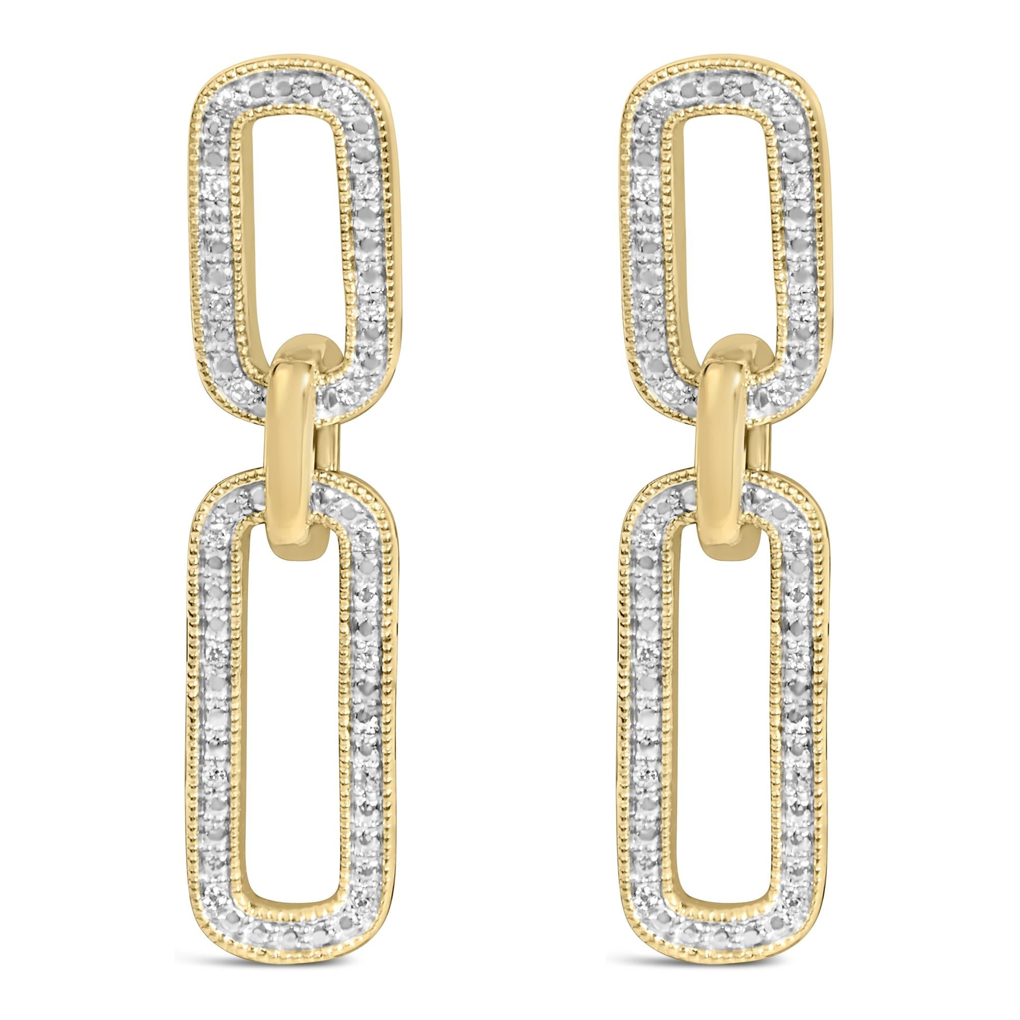 1/10 Ct. T.W. Diamond Bold Paperclip Earrings in Gold Vermeil, photo 1