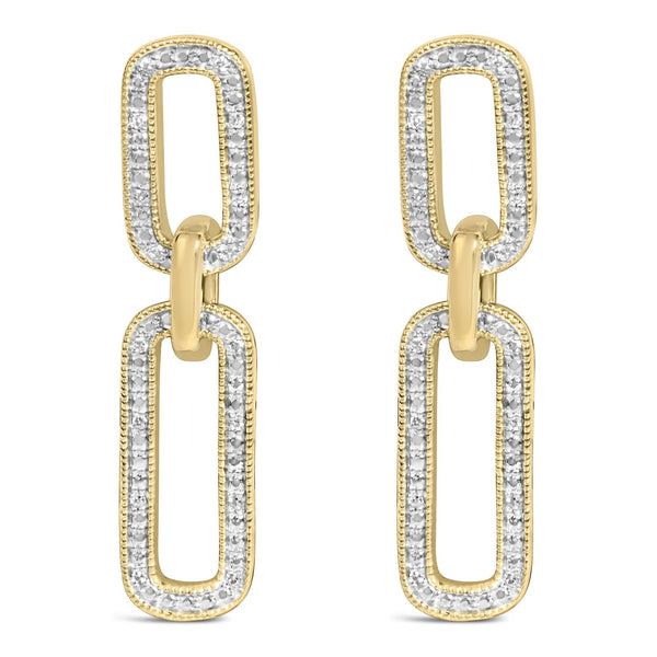 1/10 Ct. T.W. Diamond Bold Paperclip Earrings in Gold Vermeil, photo 1