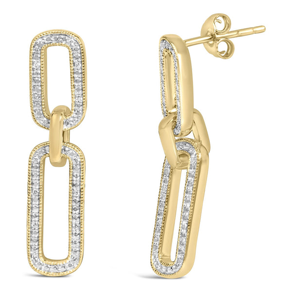 1/10 Ct. T.W. Diamond Bold Paperclip Earrings in Gold Vermeil, photo 2