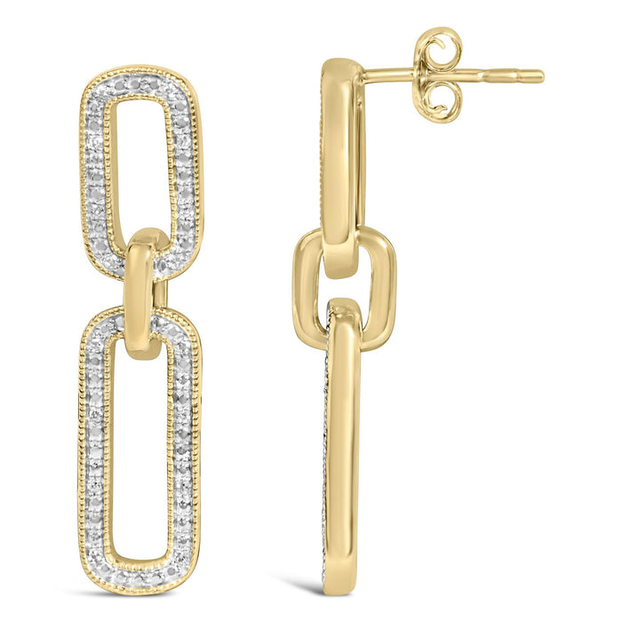1/10 Ct. T.W. Diamond Bold Paperclip Earrings in Gold Vermeil, photo 4