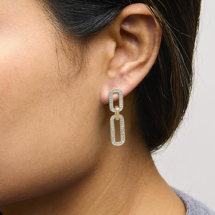 1/10 Ct. T.W. Diamond Bold Paperclip Earrings in Gold Vermeil, photo 3