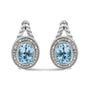 Oval Blue Topaz and Diamond Accent Twist and Halo Drop Earrings in Sterling Silver, photo 1