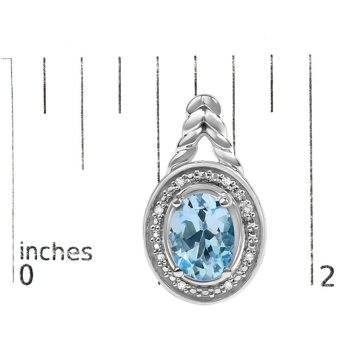 Oval Blue Topaz and Diamond Accent Twist and Halo Drop Earrings in Sterling Silver, photo 5